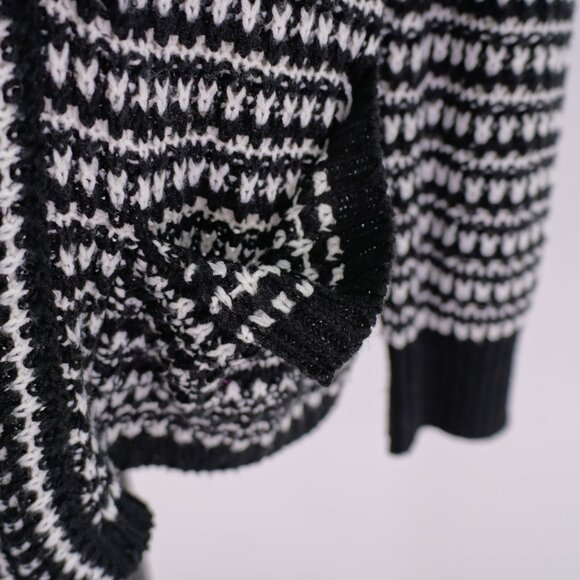 DAMAGED Jason Maxwell Black White Knit Cardigan Sweater XL Acrylic - Picture 3 of 10